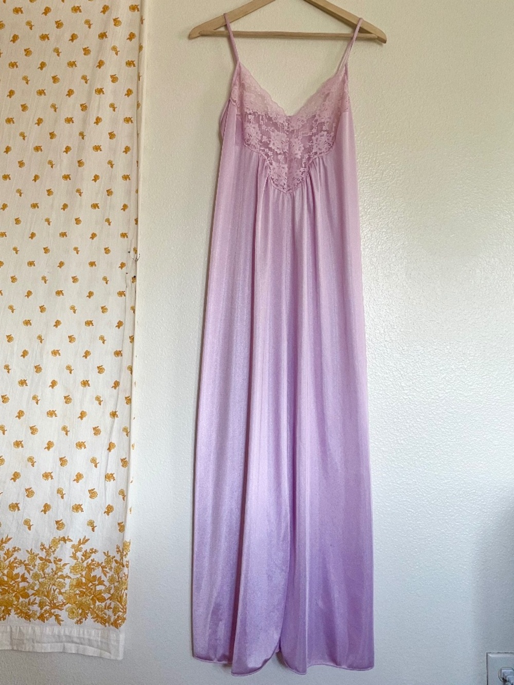 Vintage Gilrad Lilac Lace Nylon Maxi Nightgown Medium